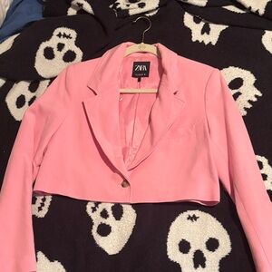 Zara Pink Cropped Blazer